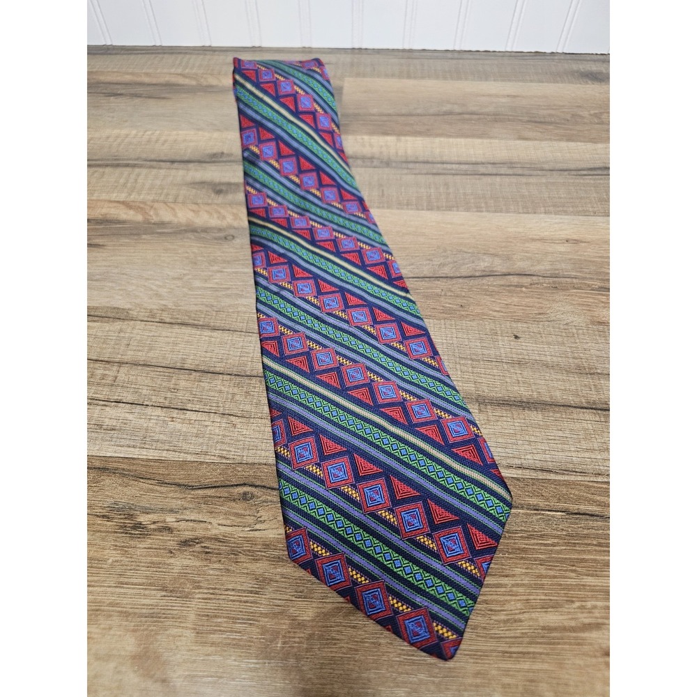 Christian Dior Vintage Geometric 100% Silk Tie Made in USA